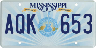 MS license plate AQK653