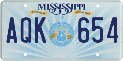 MS license plate AQK654