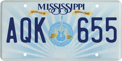 MS license plate AQK655