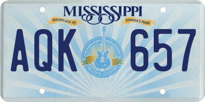 MS license plate AQK657