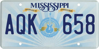 MS license plate AQK658