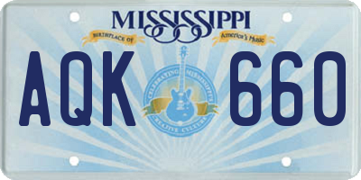 MS license plate AQK660