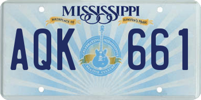 MS license plate AQK661