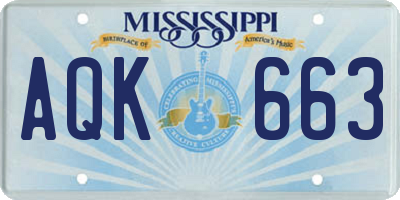 MS license plate AQK663