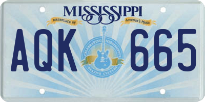 MS license plate AQK665