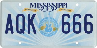 MS license plate AQK666