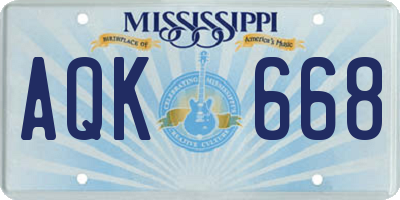 MS license plate AQK668