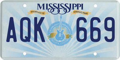 MS license plate AQK669