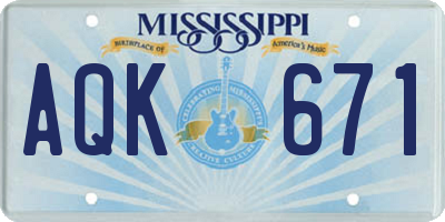 MS license plate AQK671