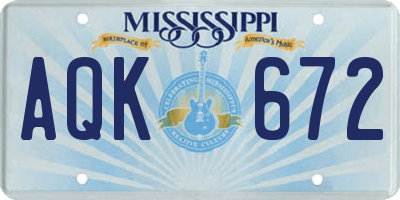 MS license plate AQK672