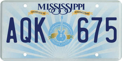 MS license plate AQK675