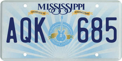 MS license plate AQK685