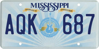 MS license plate AQK687