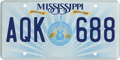 MS license plate AQK688
