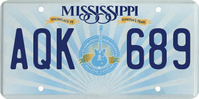 MS license plate AQK689
