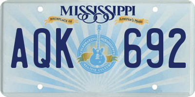 MS license plate AQK692