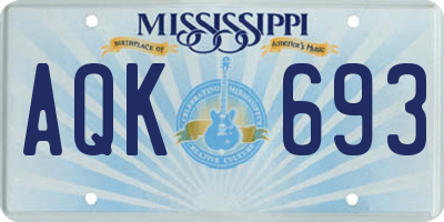 MS license plate AQK693