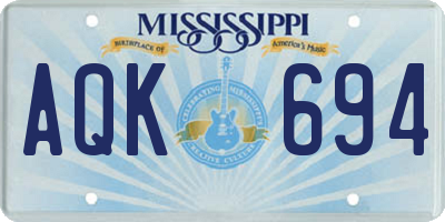 MS license plate AQK694