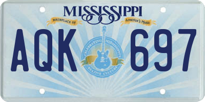 MS license plate AQK697