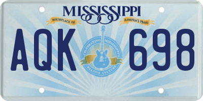 MS license plate AQK698