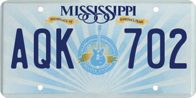 MS license plate AQK702