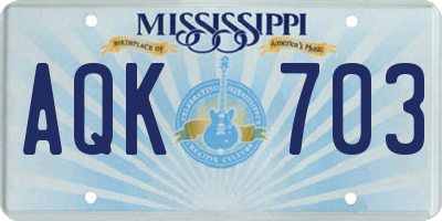 MS license plate AQK703