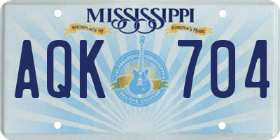MS license plate AQK704