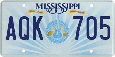 MS license plate AQK705