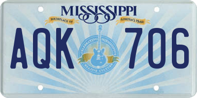 MS license plate AQK706