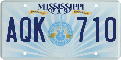 MS license plate AQK710