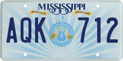 MS license plate AQK712