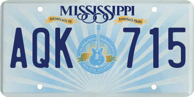MS license plate AQK715