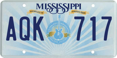 MS license plate AQK717