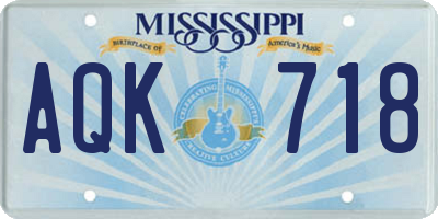 MS license plate AQK718