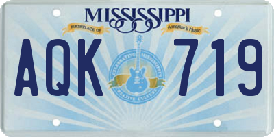 MS license plate AQK719