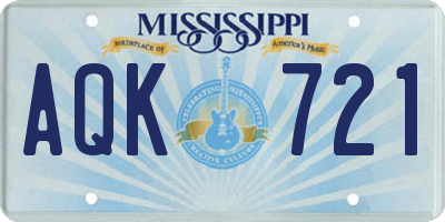 MS license plate AQK721