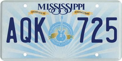 MS license plate AQK725