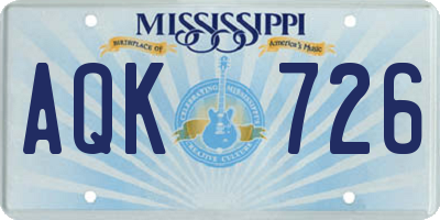 MS license plate AQK726