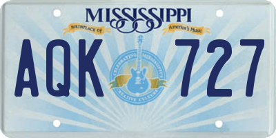 MS license plate AQK727
