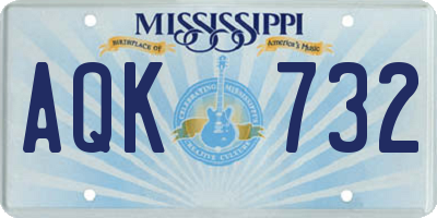 MS license plate AQK732