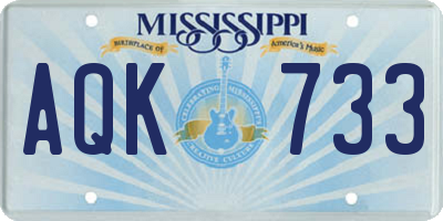 MS license plate AQK733