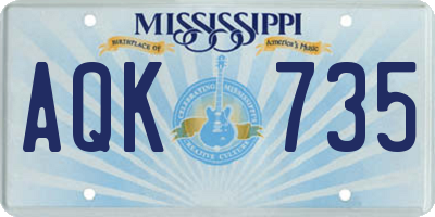 MS license plate AQK735