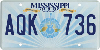 MS license plate AQK736