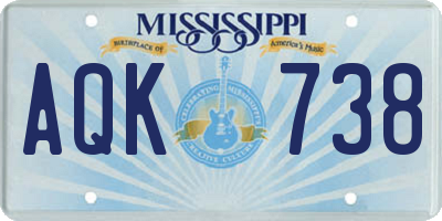 MS license plate AQK738