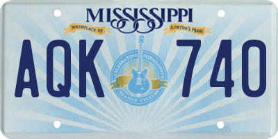 MS license plate AQK740