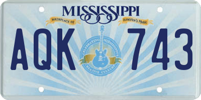 MS license plate AQK743