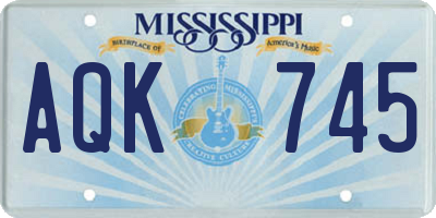 MS license plate AQK745