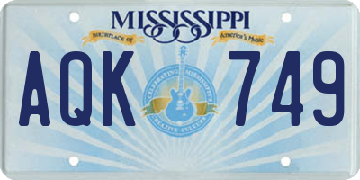 MS license plate AQK749