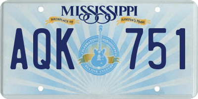 MS license plate AQK751