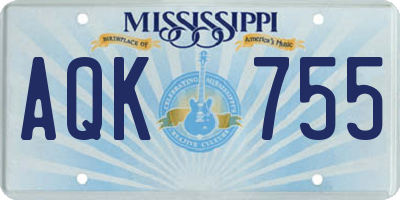MS license plate AQK755